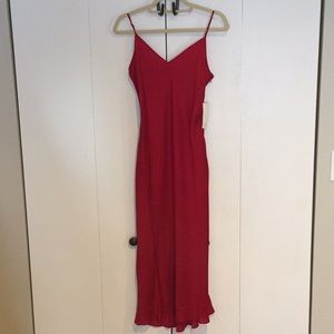 Red Silk Midi Dress